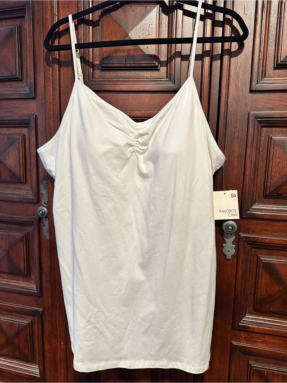3X BRA CAMI Kohl’s SO Plus MOLDED CUP Favorite White Ruched V-Neck Spaghetti
